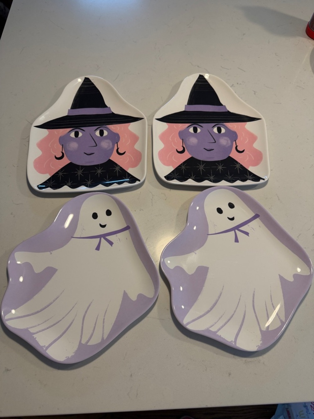 Halloween Witch & Ghost Decorative Plates - Melamine NEW set of 4